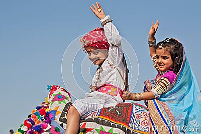 Cute children on the Desert Festival Editorial Stock Photo