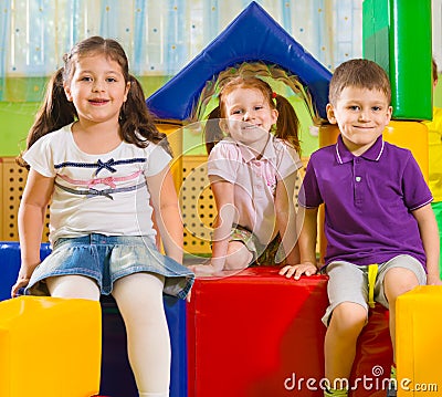 Cute children playing in gym Stock Photo