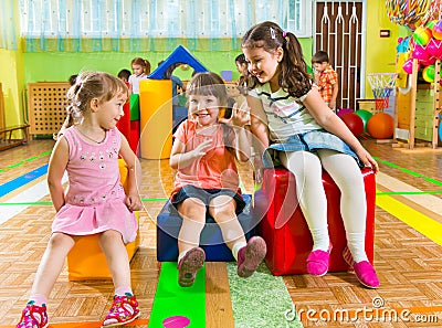Cute children playing in gym Stock Photo