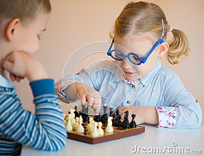 Cute children playing at home Stock Photo