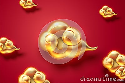 Cute Chinese auspicious clouds Vector Illustration