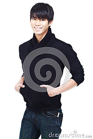 Cute Chinese boy-next-door charming smile Stock Photo