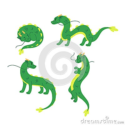 Cute chinese dragons Vector Illustration