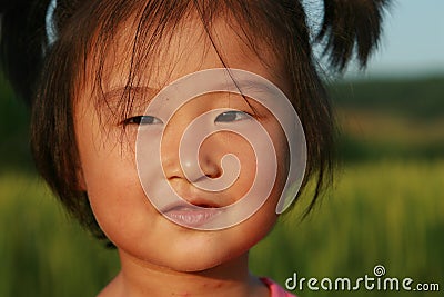 Cute Chinese girl in summer Stock Photo