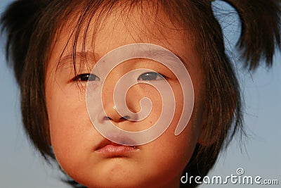 Cute Chinese girl in summer Stock Photo