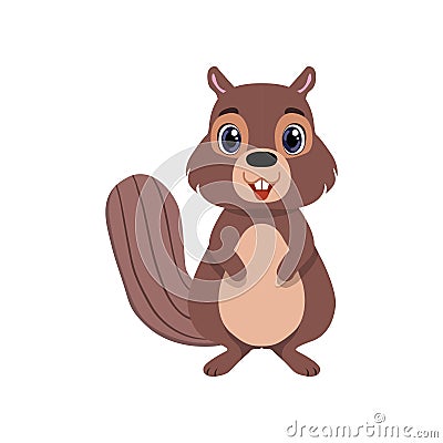 Cute chipmunk animal cartoon character front view vector Illustration Vector Illustration