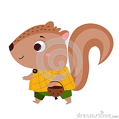 Cute chipmunk. Cartoon forest squirrel character for kids and children Vector Illustration