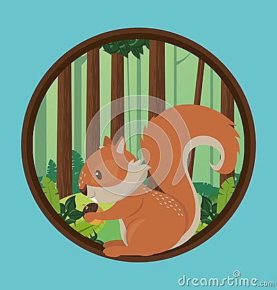 Cute chipmunk rodent animal character Vector Illustration