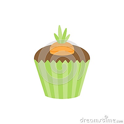 Cute chocolate carrot cupcake vector Vector Illustration