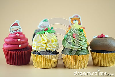 Cute Christmas cupcake. Delicious gift for xmas or new year Stock Photo