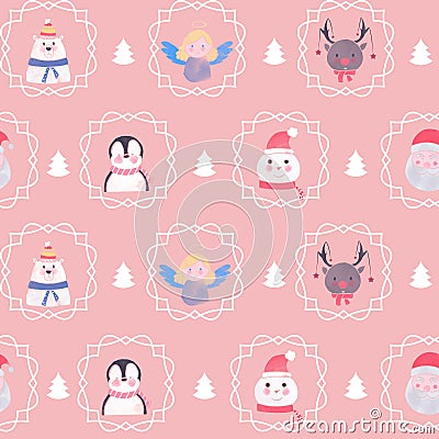 Cute Christmas elements seamless pattern. Stock Photo