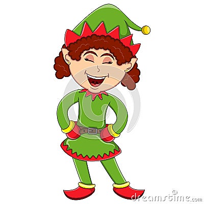 Cute christmas elf girl - cartoon Vector Illustration