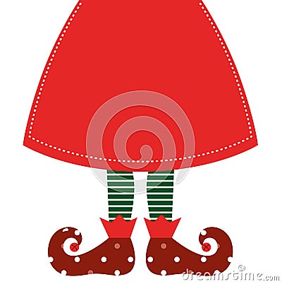 Cute christmas elf legs with skirt Vector Illustration