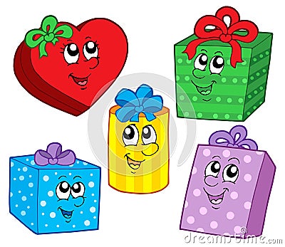 Cute Christmas gifts collection Vector Illustration