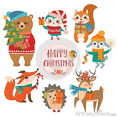 Cute Christmas greetings Vector Illustration