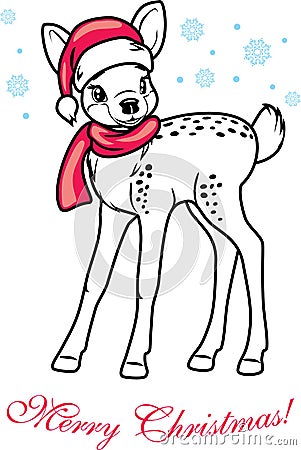 Cute Christmas little deer Vector Illustration