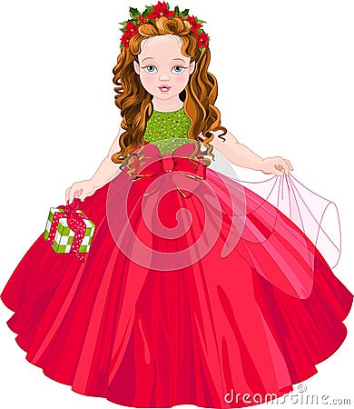 Cute Christmas Princess Vector Illustration