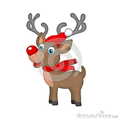 Cute christmas reindeer isolated on white Stock Photo