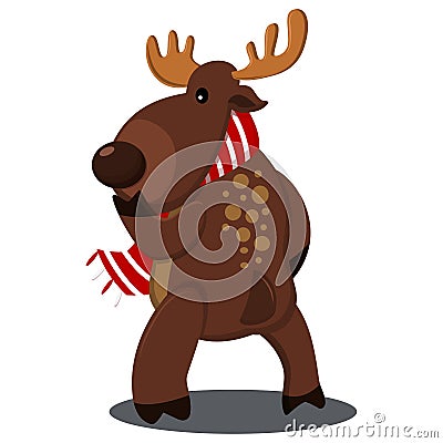 Cute Christmas reindeer scarf vector cartoon character Vector Illustration