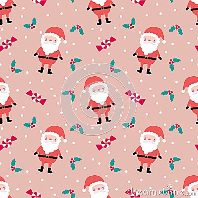 Cute Christmas and Santa seamless pattern Vector Illustration