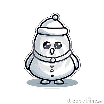 Cute Christmas sticker innocent little snowman. transparent background version available Cartoon Illustration