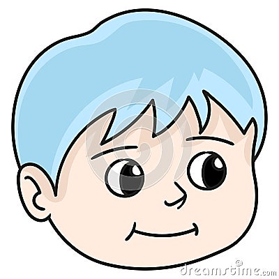 Cute chubby boy head emoticon. doodle icon image Vector Illustration