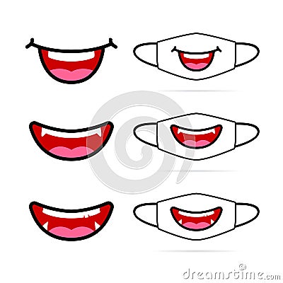 Cute chuby funny smile face mask in cartoon illustration graphic style design Vector Illustration