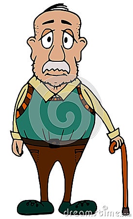 Cute chuby grandpa Vector Illustration