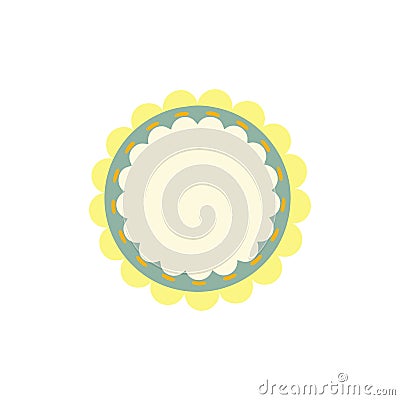 Cute Circle Frame with Scalloped Edge Stiches Vector Illustration Vector Illustration