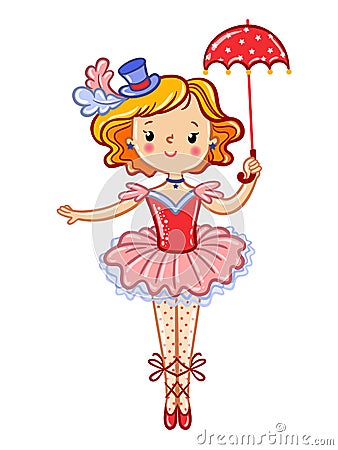 Cute circus girl illustration. Cartoon Illustration