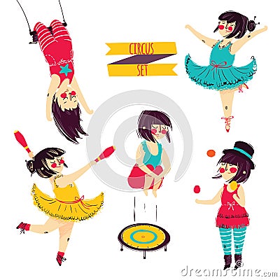 Cute circus set Vector Illustration