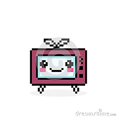 cute classic television pixel icon Vector Illustration