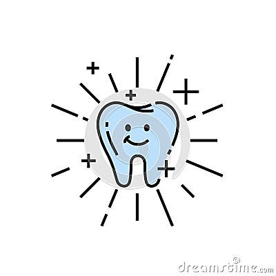 Cute clean tooth line icon Vector Illustration