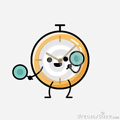 Cute Clock Mascot Vector Character in Flat Design Style Vector Illustration