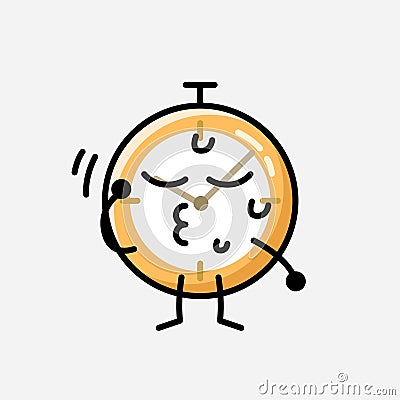 Cute Clock Mascot Vector Character in Flat Design Style Vector Illustration