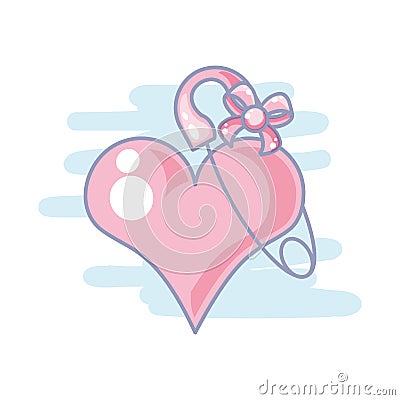 cute clothespin hook with heart Cartoon Illustration