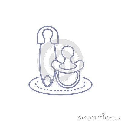 cute clothespin hook with pacifier baby Cartoon Illustration