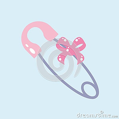 cute clothespin hook with ribbon bow Cartoon Illustration