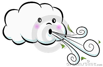 Cute Cloud Blowing Wind Cartoon Vector Illustration