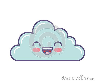 Cute cloud kawaii face Vector Illustration