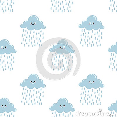 Cute cloud seamless pattern. Vector Illustration