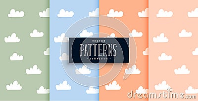 Cute clouds pattern set in pastel colors Vector Illustration