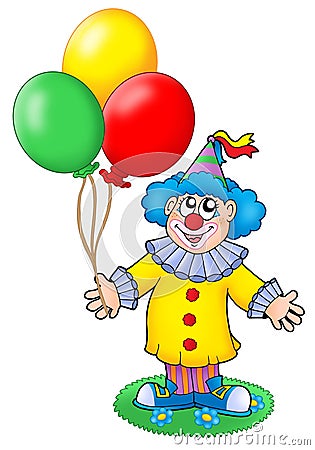 Cute clown with balloons Cartoon Illustration