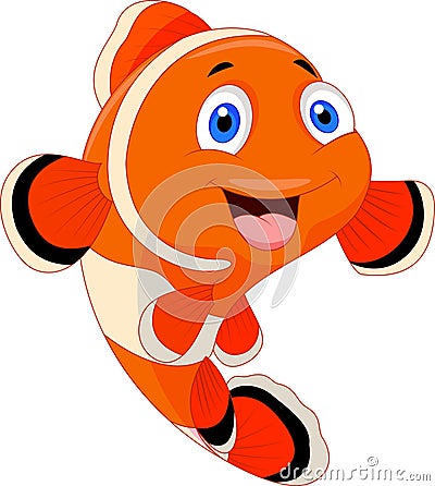 Cute clown fish cartoon Vector Illustration