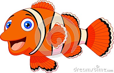 Cute clown fish cartoon Vector Illustration