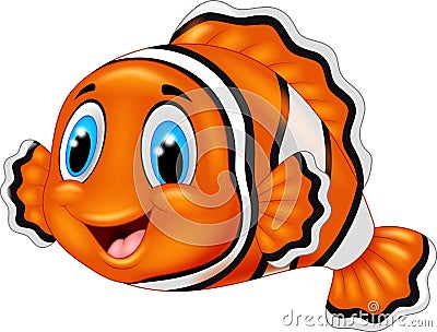 Cute clown fish cartoon Vector Illustration