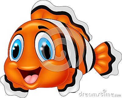 Cute clown fish cartoon posing Vector Illustration