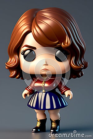 Cute Collectible Female Funko Pop Vinyl Figure in Modern and Stylish Clothing Stock Photo