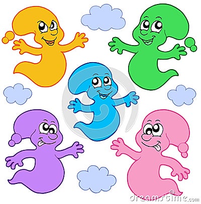 Cute color ghosts Vector Illustration