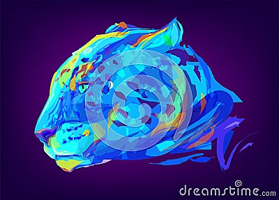 The cute colored jaguar head Vector Illustration